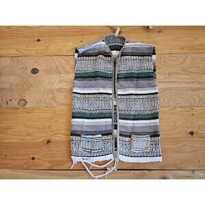 Baja Mexican Woven Biker Vest, Style S-M Vintage